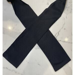 Vintage Ginnie Johansen Solid Black Self Tie Silk Bow Tie Bowtie